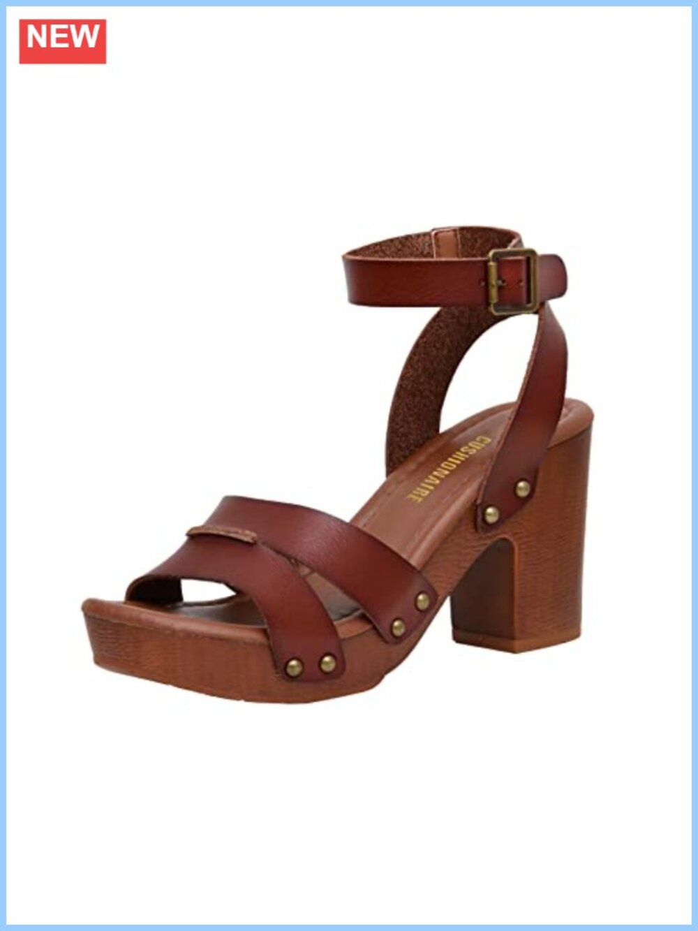 CUSHIONAIRE Women's Sandra Faux Wood Sandal +LiteSole Technology, Wide Widths
